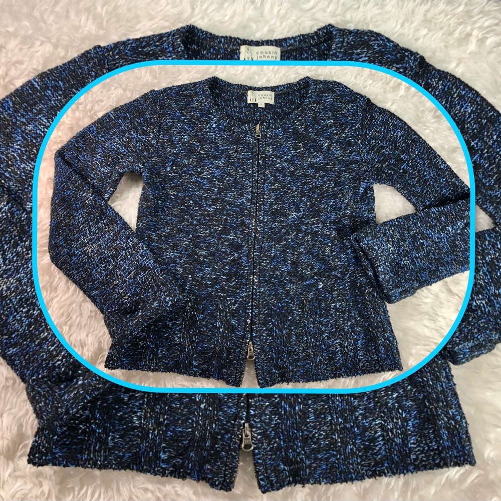 COUSIN JOHNNY WOMENS DOUBLE ZIP FRONT SWEATER S